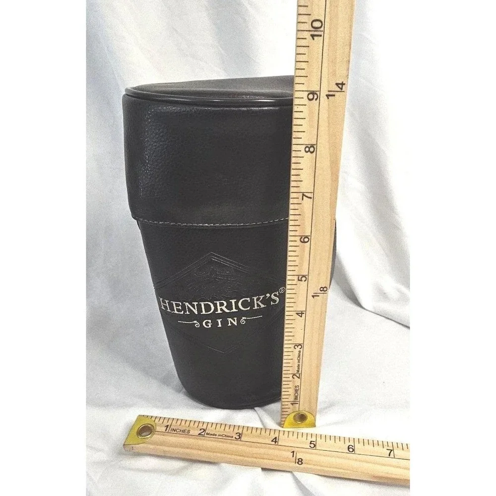 VTG Hendricks Gin Black Faux Leather Insulated Bottle Carrier Travel Case Bag